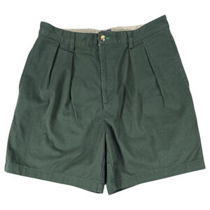 Vtg 90s Tommy Hilfiger Men 34 Hunter Green Pleated Shorts Classic Preppy Summer